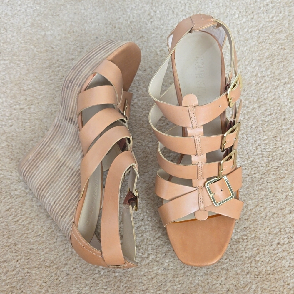 NEW! Colin Stuart | Victoria's Secret Platform Nude Wedge Gladiator Sandal (9)